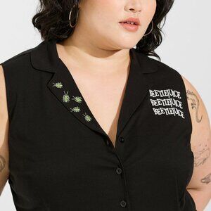 Warner Bros Beetlejuice Challis Collar Blouse Tank